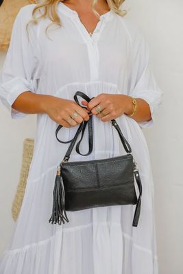 Clutch Bag with Strap - Black