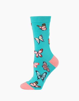BB WOMENS FLUTTERS BAMBOO SOCKS - TEAL / W2-8