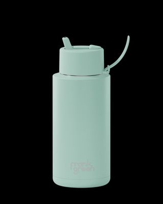 Ceramic Reusable Bottle - 34oz/1 litre Peppermint Flip Straw Lid &quot;Limited Edition&quot;