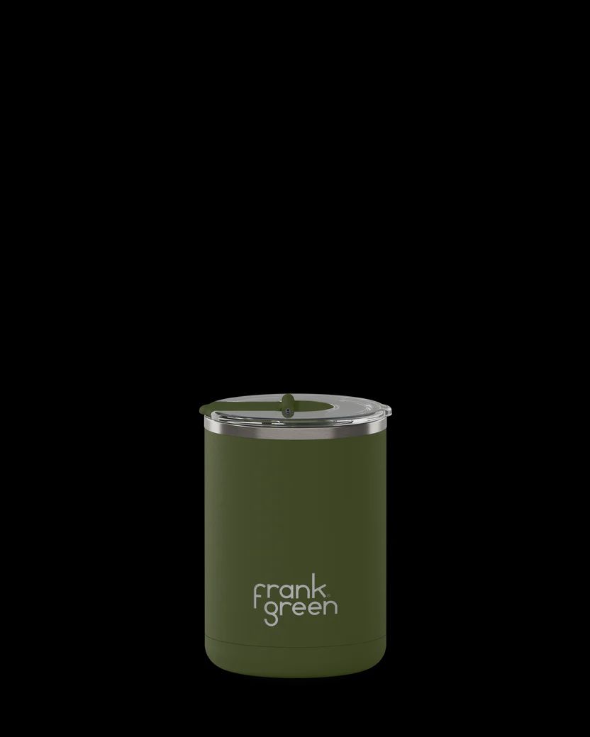 Ceramic Coffee Cup with Hinged Lid - Khaki