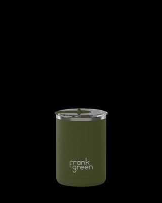 Ceramic Coffee Cup with Hinged Lid - Khaki