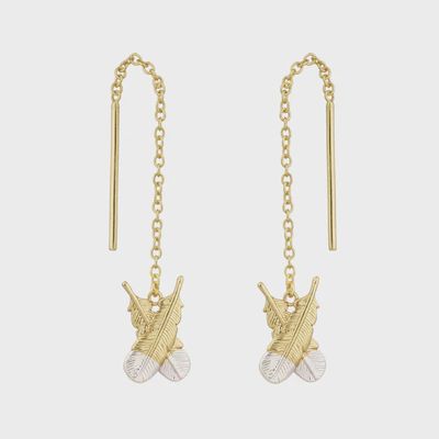 Huia Feather Thread Earrings - Gold