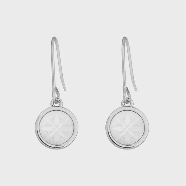 Mother of Pearl Matariki Whetū Pendant Earrings - Silver