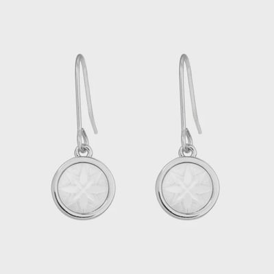 Mother of Pearl Matariki Whetū Pendant Earrings - Silver