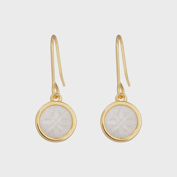 Mother of Pearl Matariki Whetū Pendant Earrings - Gold