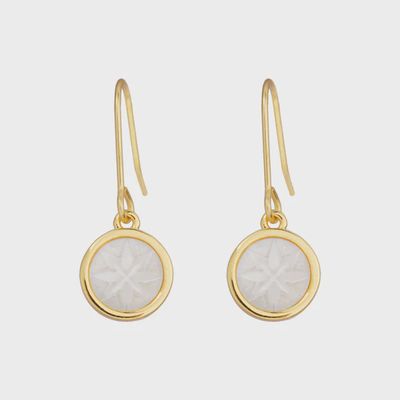 Mother of Pearl Matariki Whetū Pendant Earrings - Gold