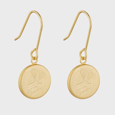 Round Fantail Pendant Earring - Gold