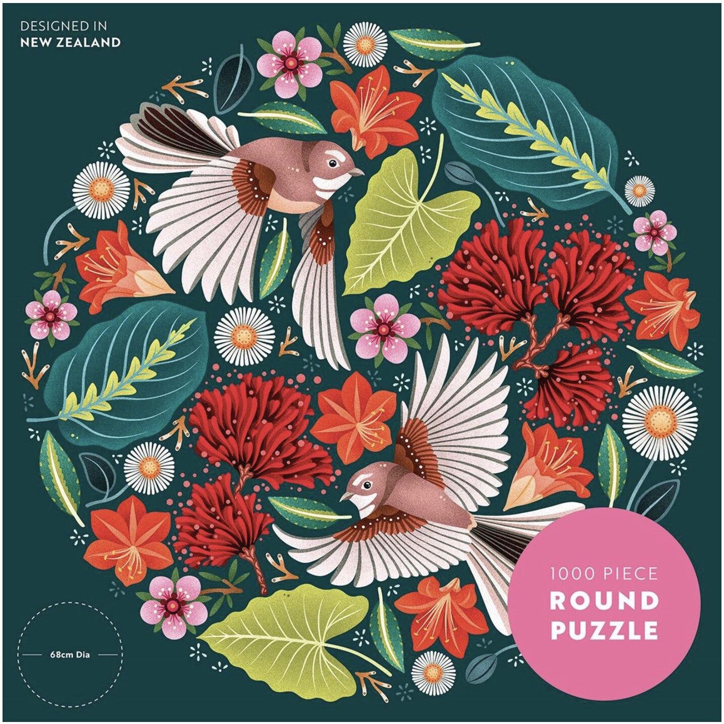 Chirpy Fantails Round Puzzle 1000