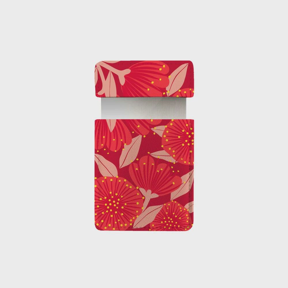 Bright Botanical Red Pohutukawa Pocket Mirror