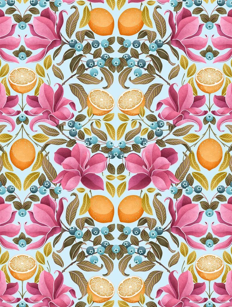 Lemons &amp; Magnolia Tea Towel