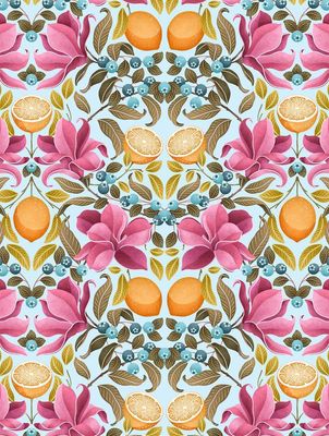 Lemons &amp; Magnolia Tea Towel
