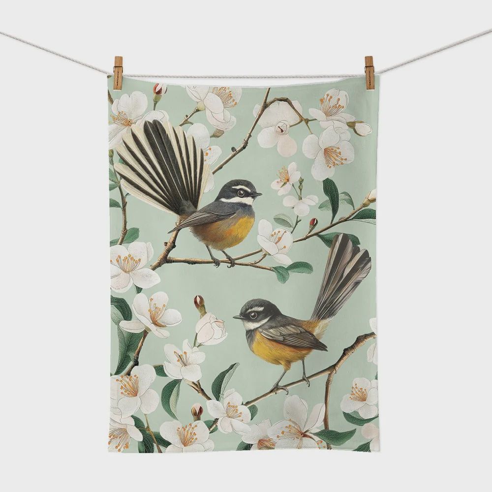 Chatty Fantails Tea Towel