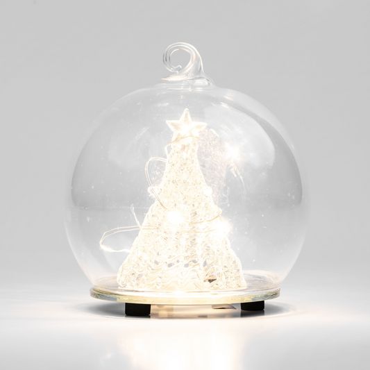 Glass Tree in 10cm Globe with seed lights