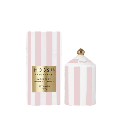 Raspberry, Honey &amp; Musk Ceramic Candle 100g