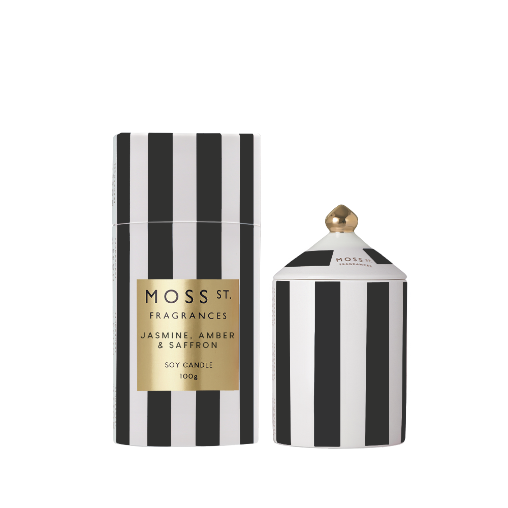 Jasmine, Amber &amp; Saffron Ceramic Candle 100g