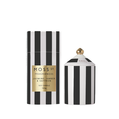 Jasmine, Amber &amp; Saffron Ceramic Candle 100g