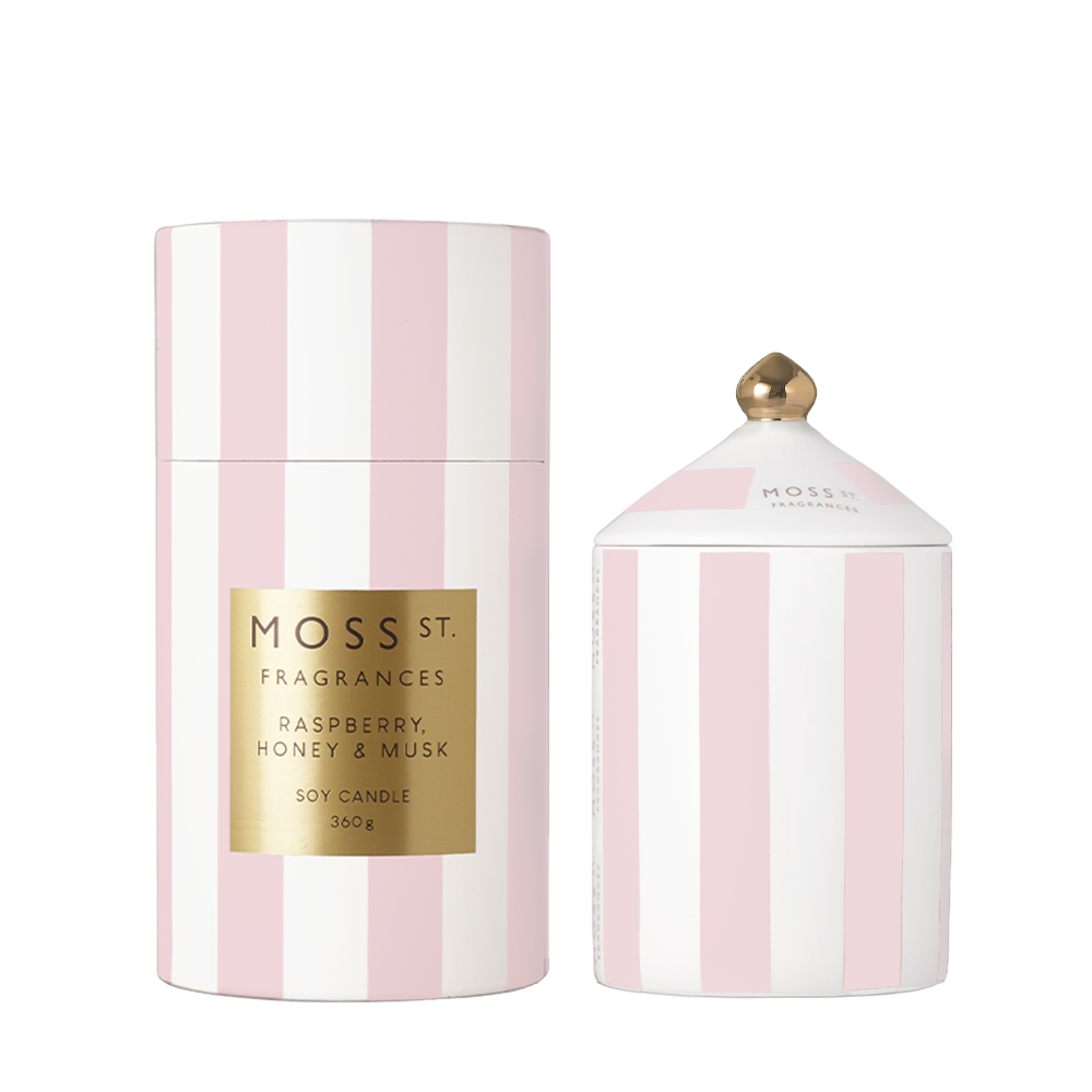 Raspberry, Honey &amp; Musk Ceramic Candle 360g