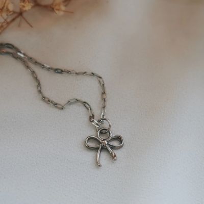Bow Necklace - Silver