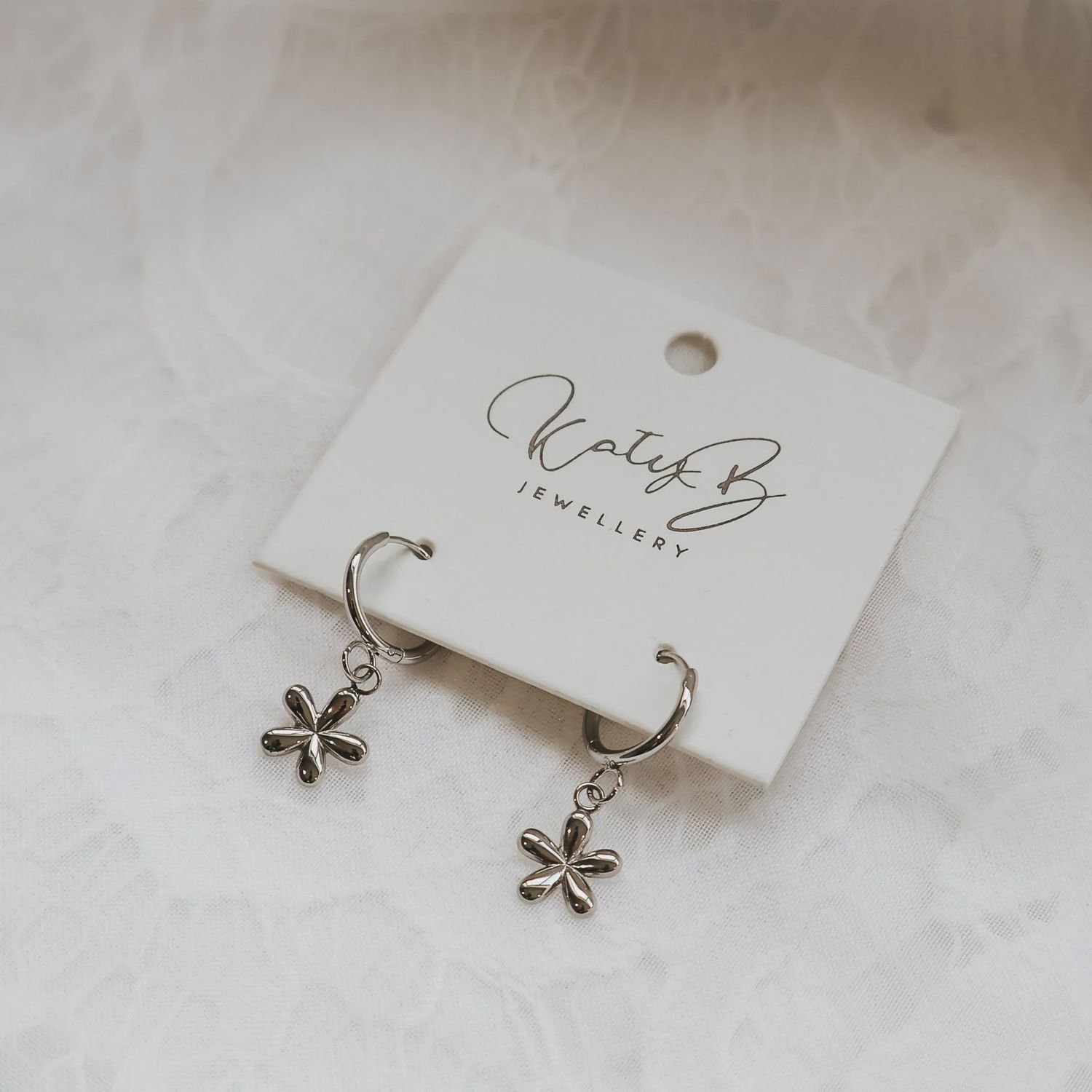 Flower Hoop - Silver