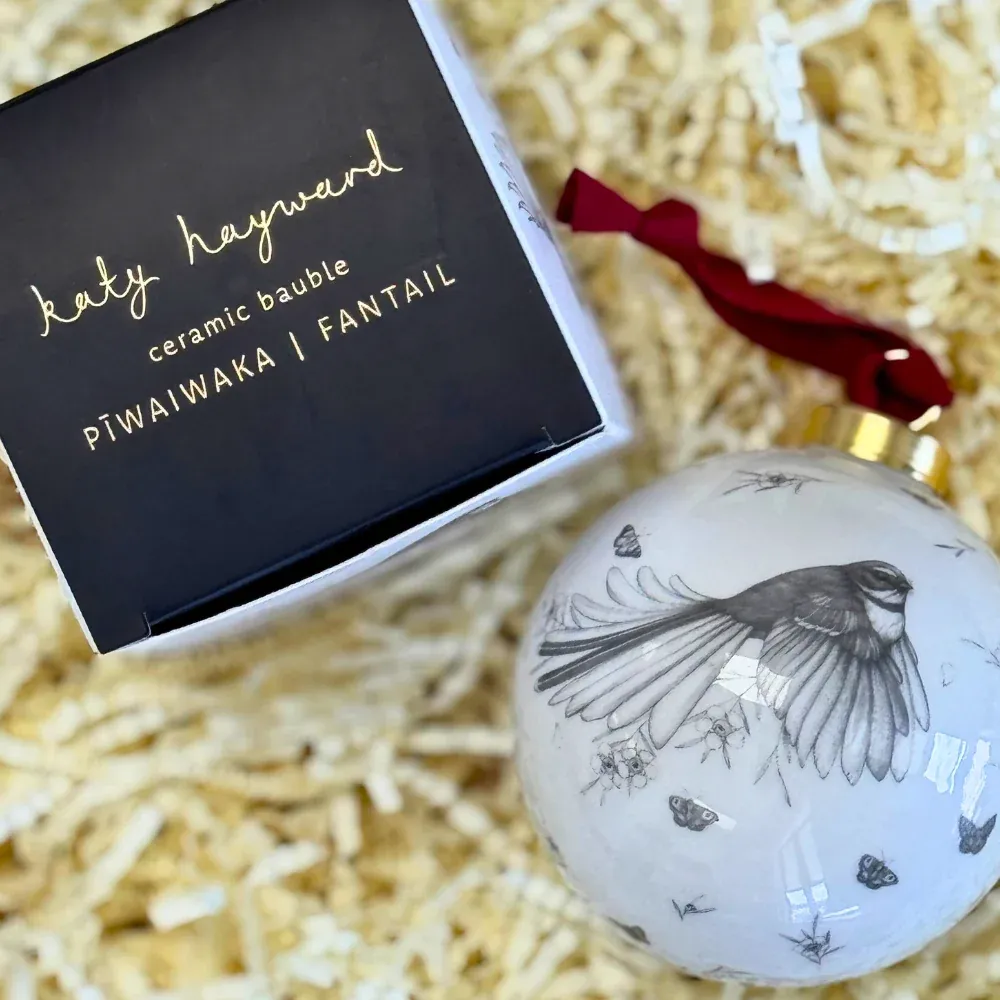 Piwakawaka Fantail Ceramic Bauble