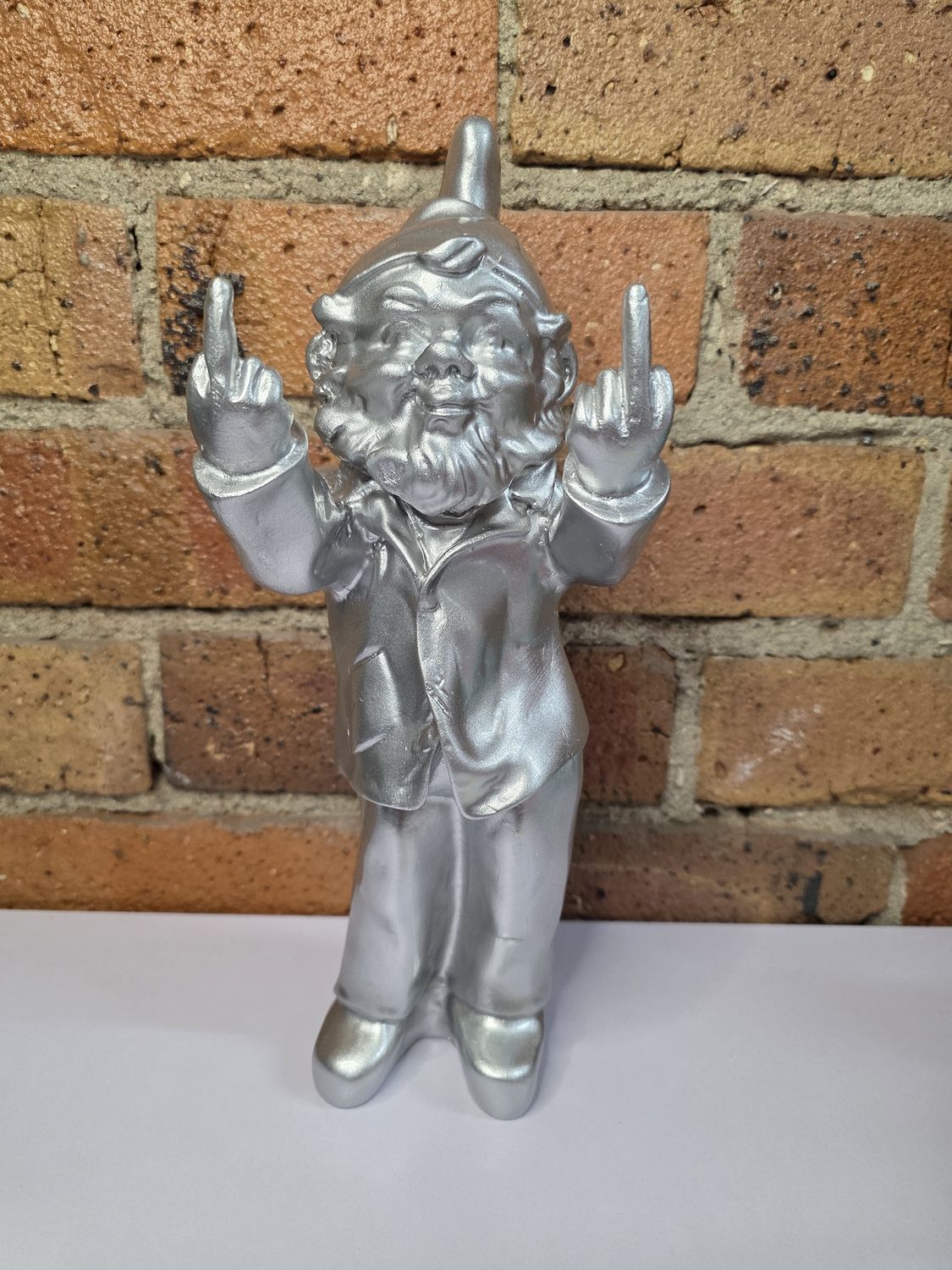 Gnome Double Finger - Silver 30cm