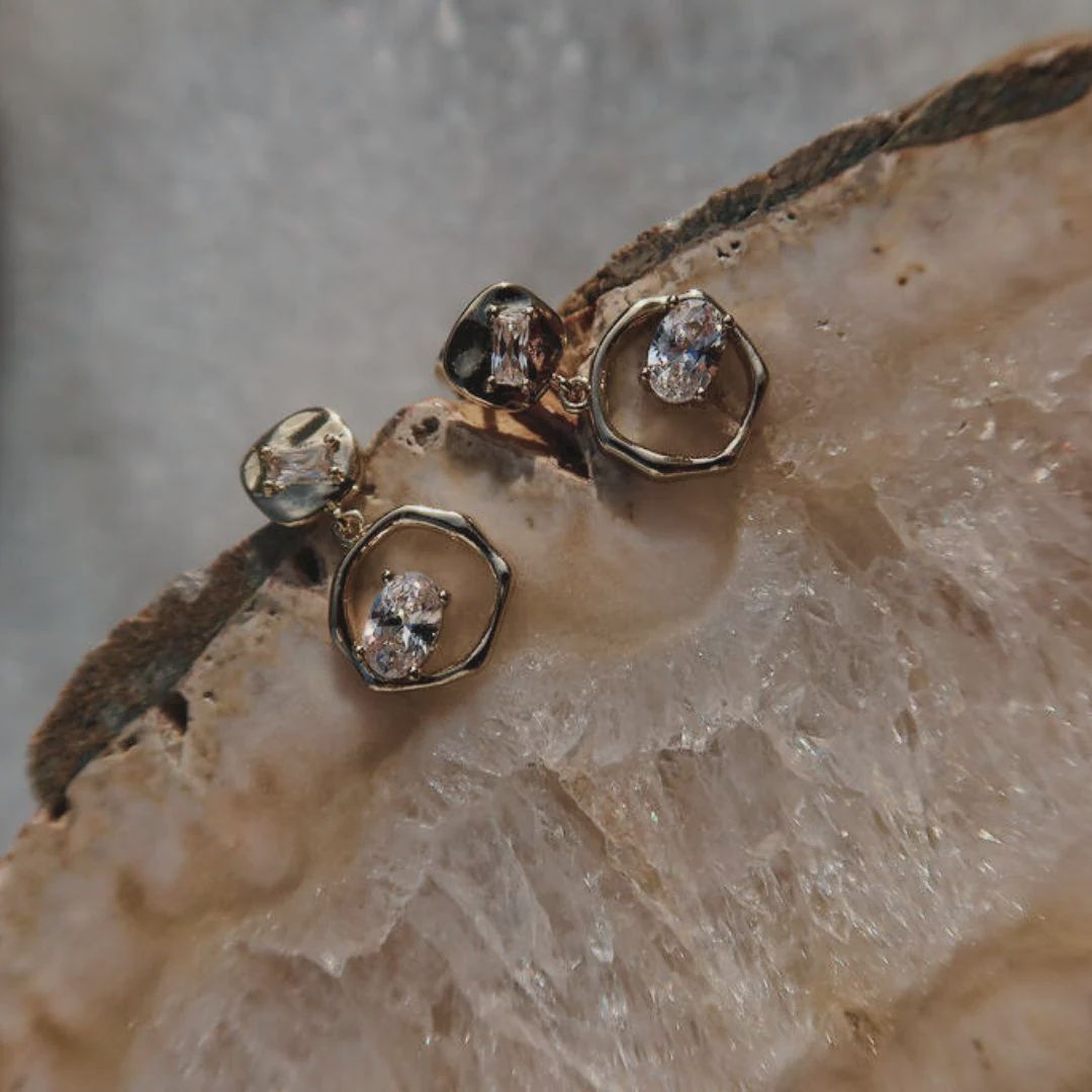 Queen of the Foxes Earrings - Rough Diamond Drop Earrings