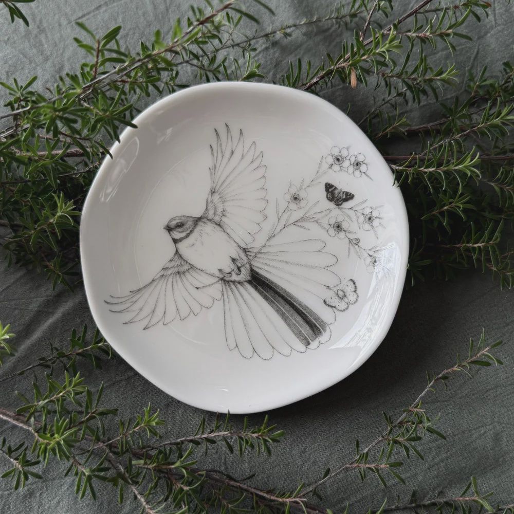 Katy Hayward Trinket Dish - Come Fly With Me - Piwaiwaka/Fantail