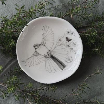 Katy Hayward Trinket Dish - Come Fly With Me - Piwaiwaka/Fantail