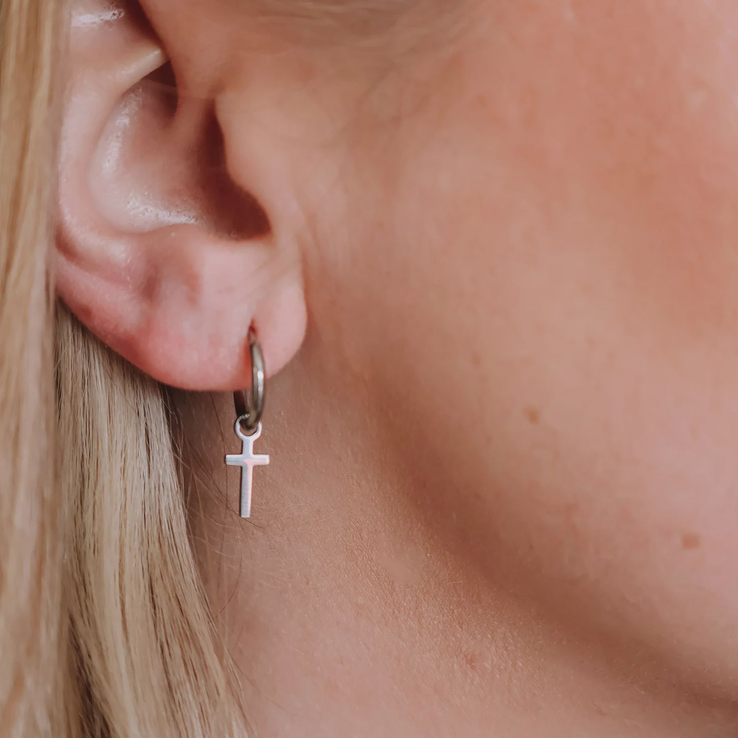 Cross Hoops - Silver