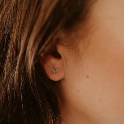 Mini Heart Studs - Silver