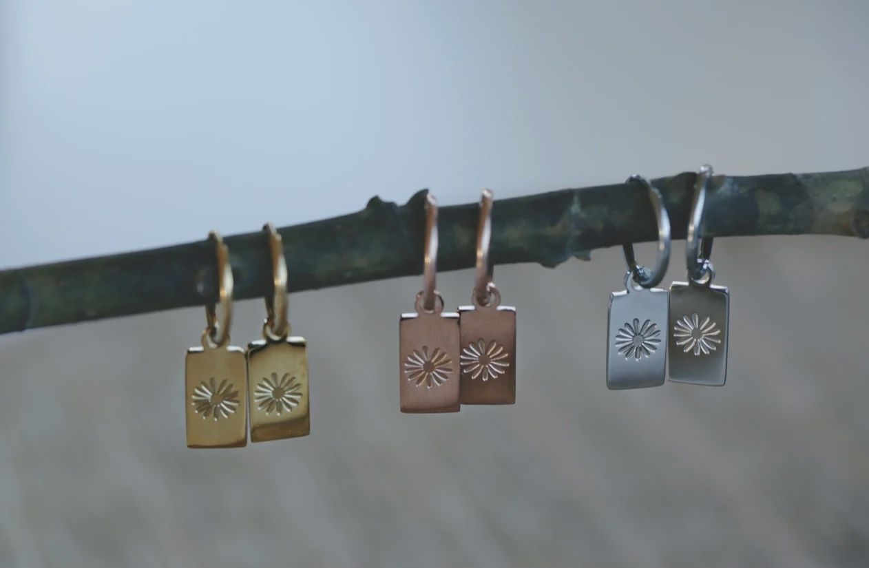 Daisy Hoop Earrings - Silver