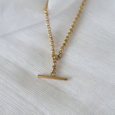 Large T Bar Necklace - Gold