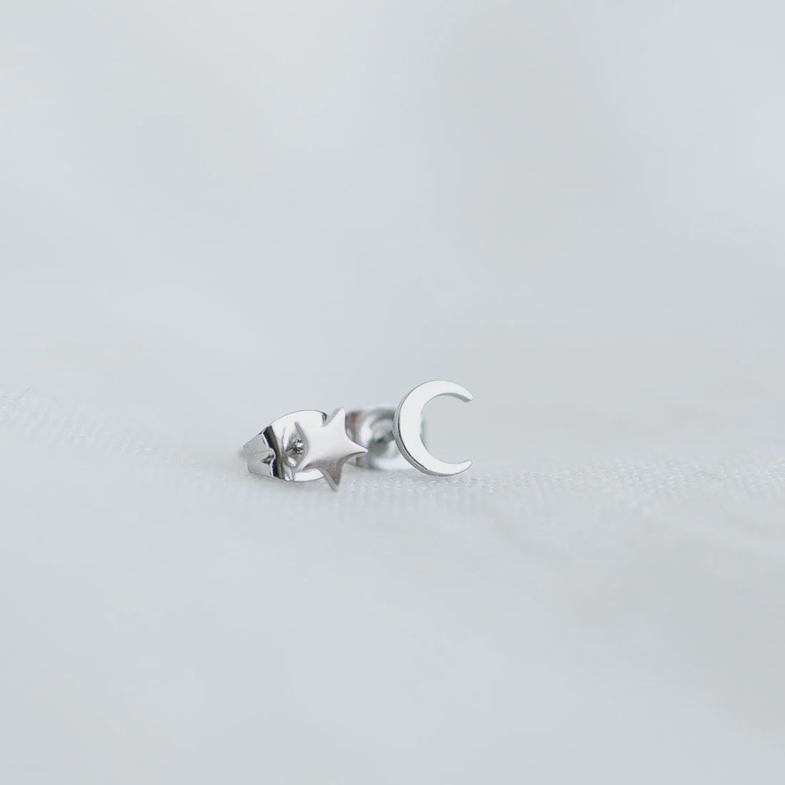 Star and Crescent Studs - Silver