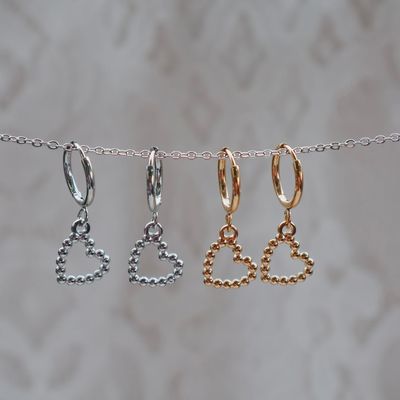 Bobble Heart Hoop Earrings - Gold