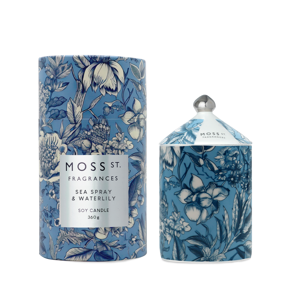 Sea Spray &amp; Waterlily Ceramic Candle 360g