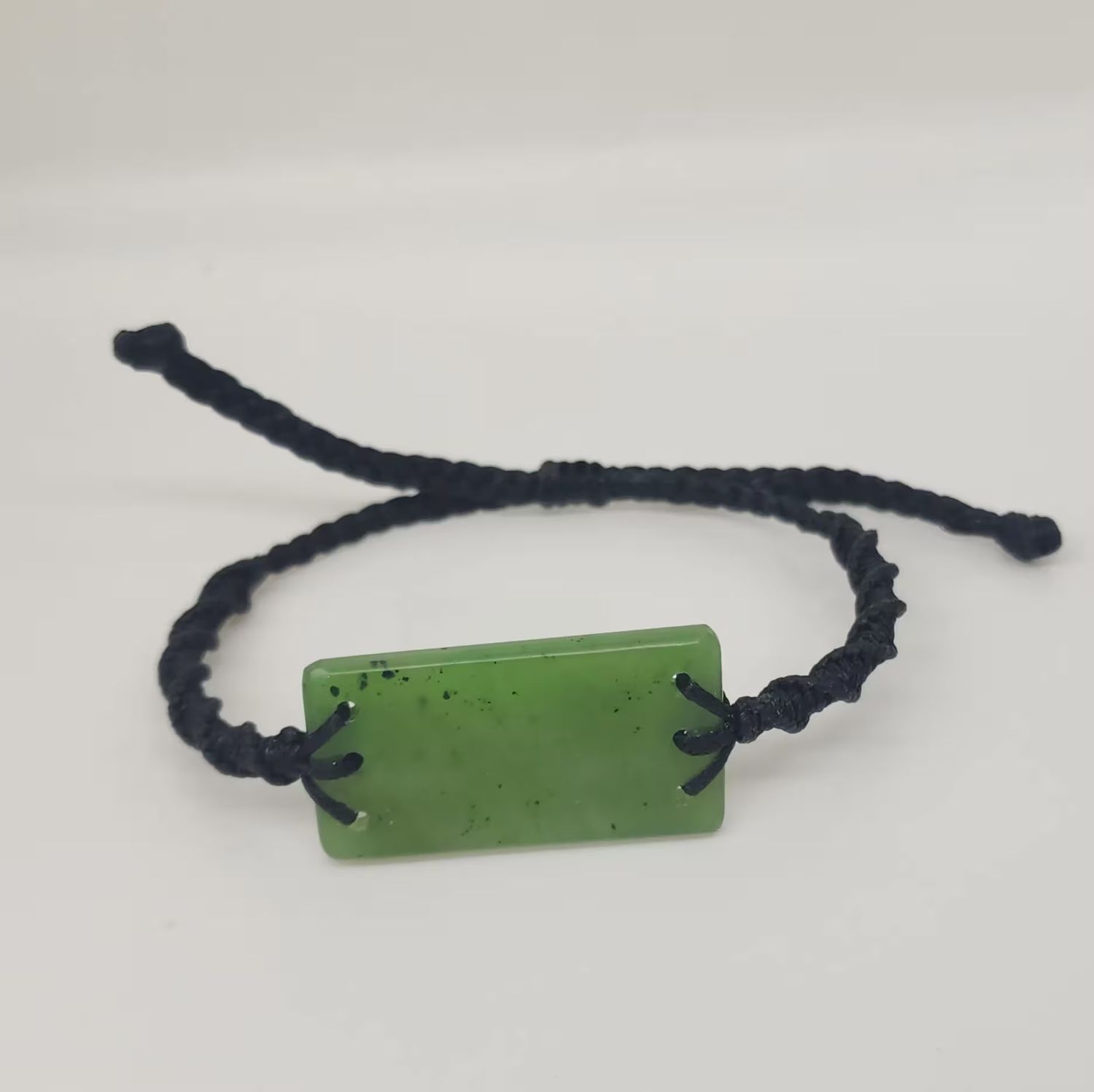 New Zealand Greenstone Large Rectangular Plaited Bracelet