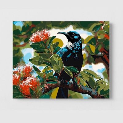 Tūī in Pōhutukawa - 40x50cm Paint by Numbers