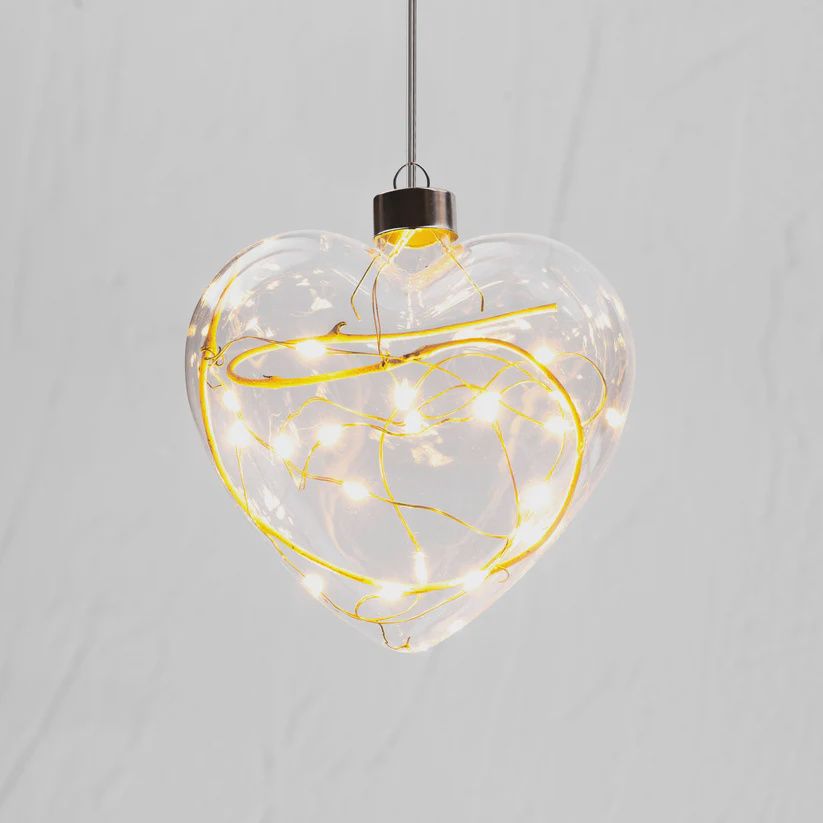 Clear Winter Heart Hanging Glass Light
