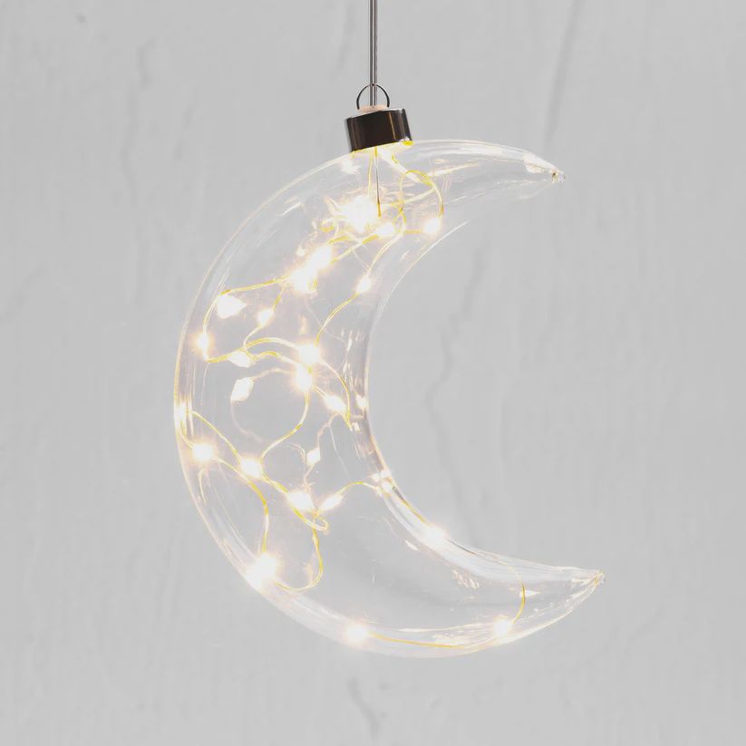 Clear Crescent Moon Hanging Glass Light