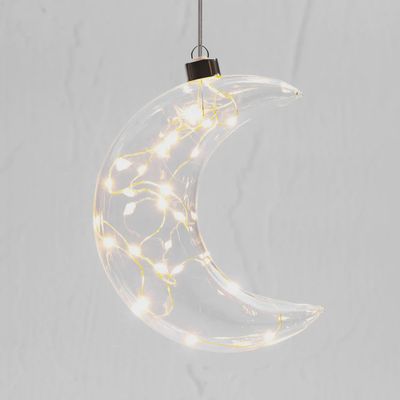 Clear Crescent Moon Hanging Glass Light