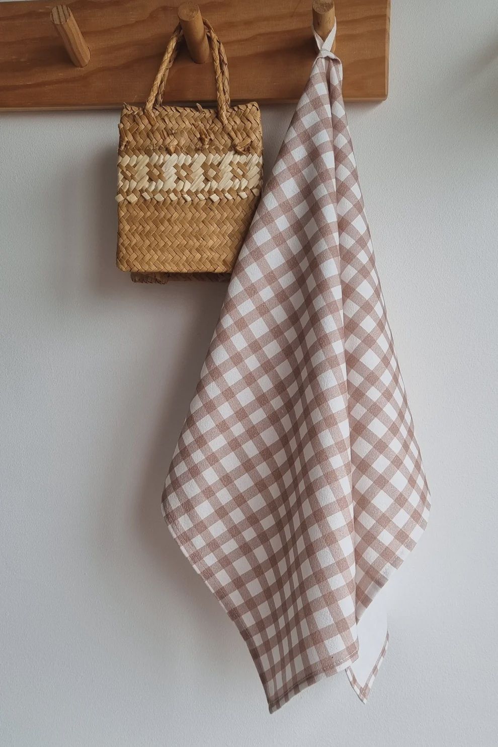 Mocha Check Tea Towel