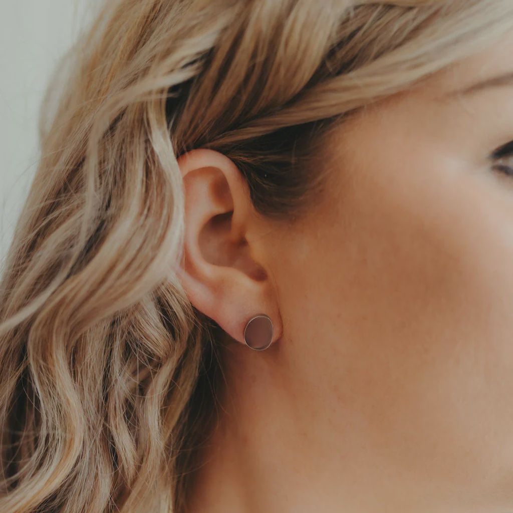 Abstract Circle Stud Earrings -Silver