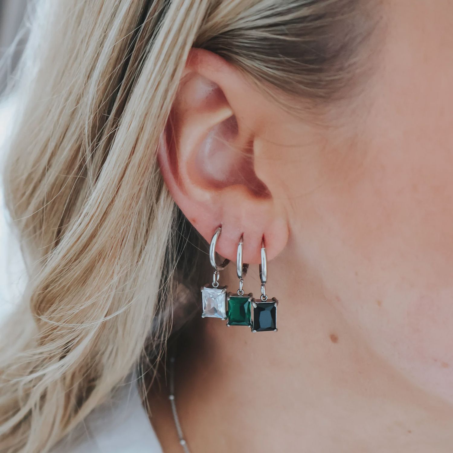 Ivy Hoops - Silver Crystal