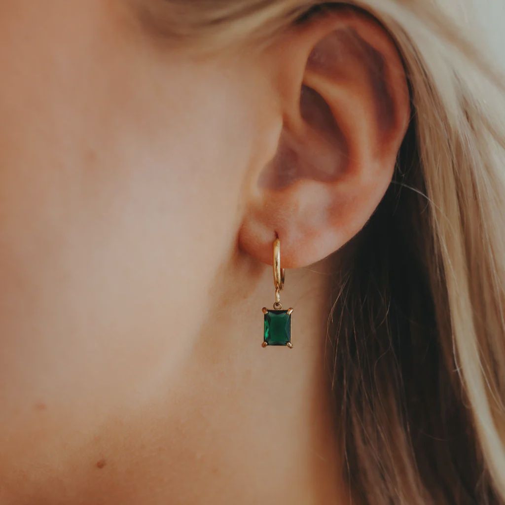 Ivy Hoops - Gold Emerald