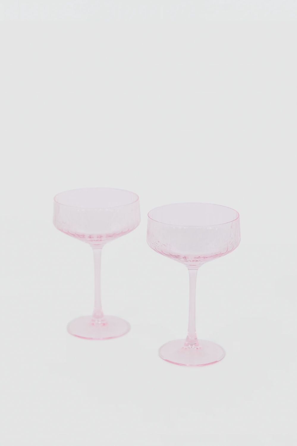 Willow &amp; Mae ›  Pale Pink Ribbed Set 2 Coupe Cocktail Glasses