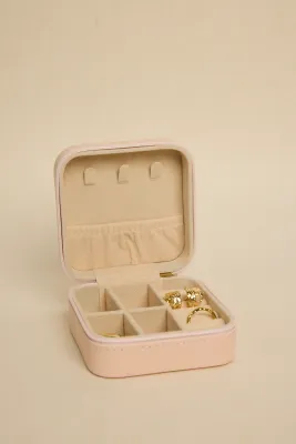 Square Pink Jewellery Travel Case