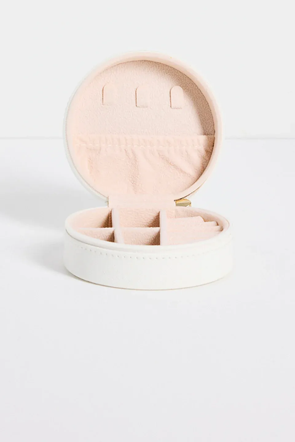Round White Jewellery Travel Case