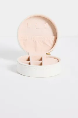 Round White Jewellery Travel Case