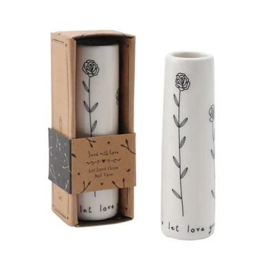 'Let Love Grow' Ceramic Mini Bud Vase
