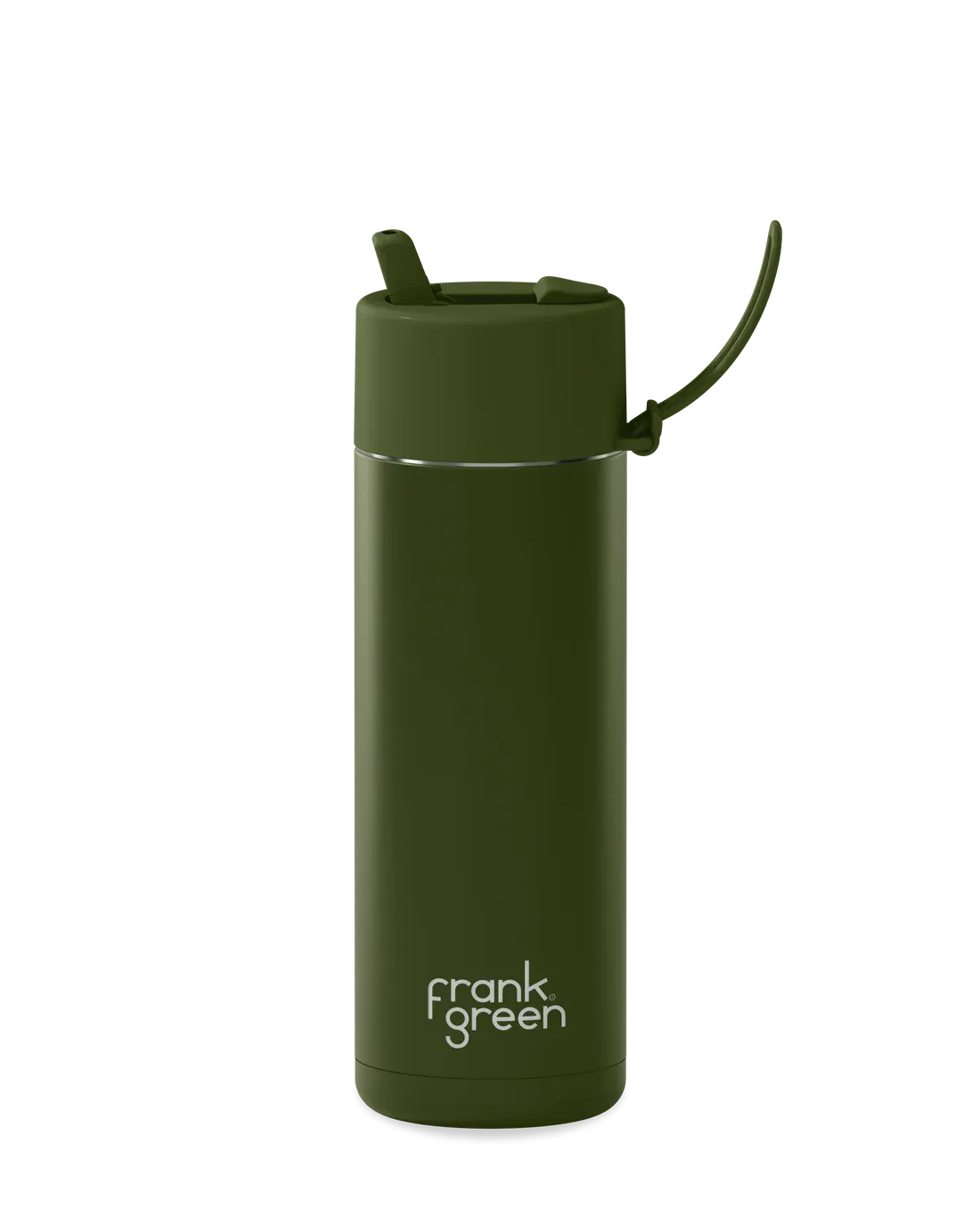 595ml Bottle with Flip Straw Lid - Khaki